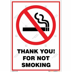 Thank You For Not Smoking Sign in Portrait